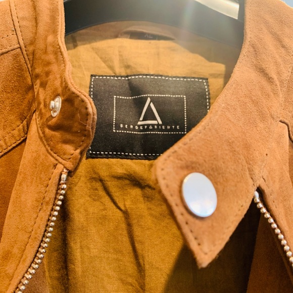 Serge Pariente Tan Cognac 100% Goat Suede Bomber Flight Moto Jacket Leni - Picture 7 of 7